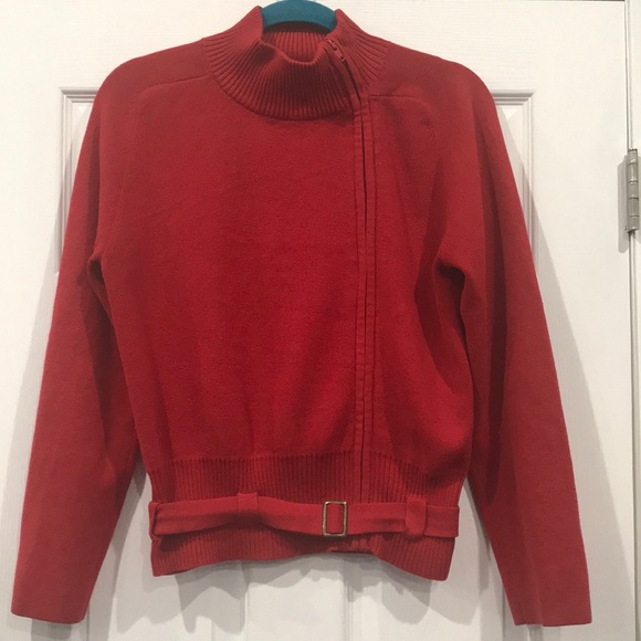 Mossimo Supply Co. Sweaters - Long Sleeve Red Zippered High Neck Sweater